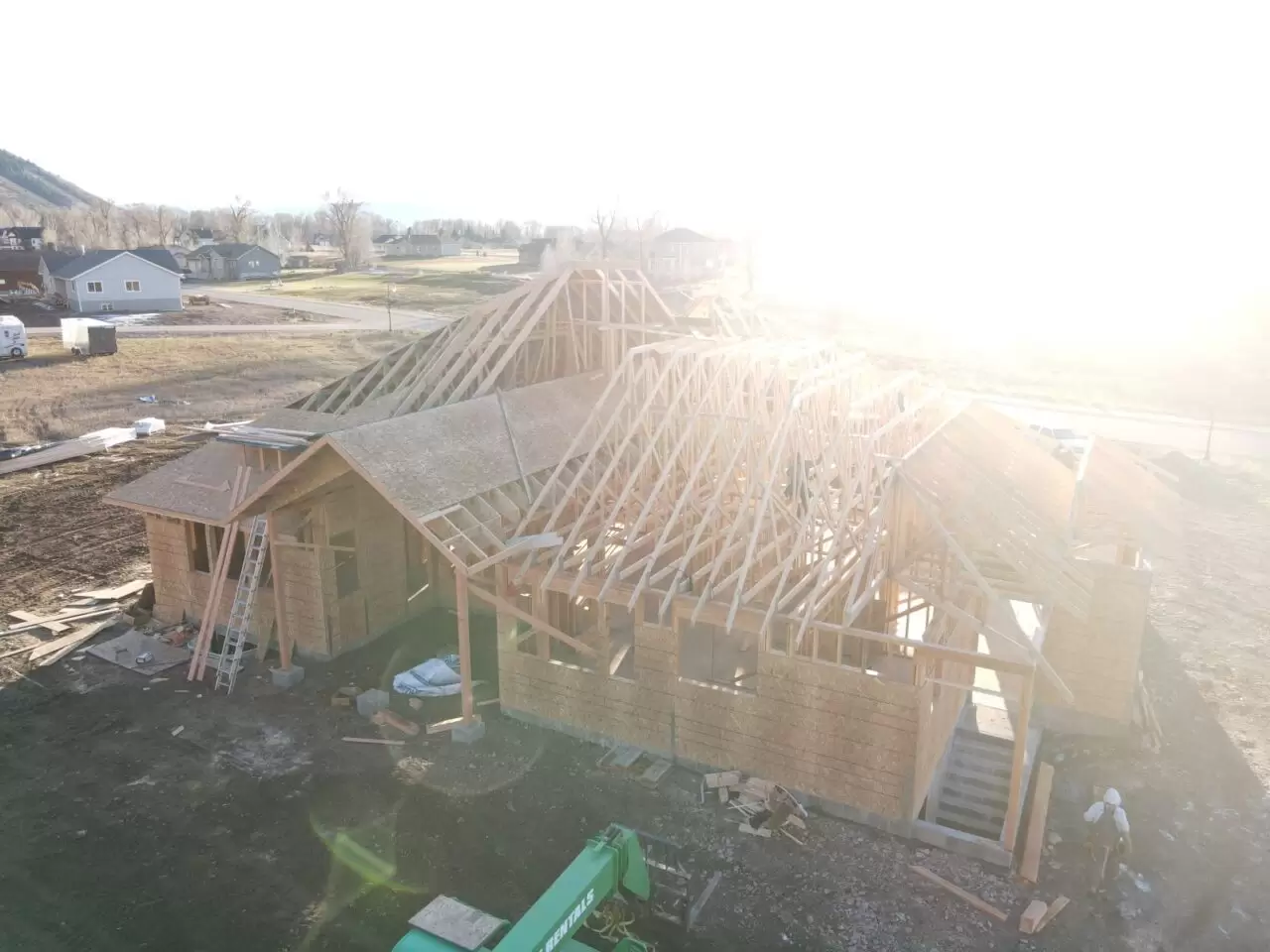 Custom Home Framing in winter from a Licensed Contractor and Builder in Star Valley Ranch Wyoming